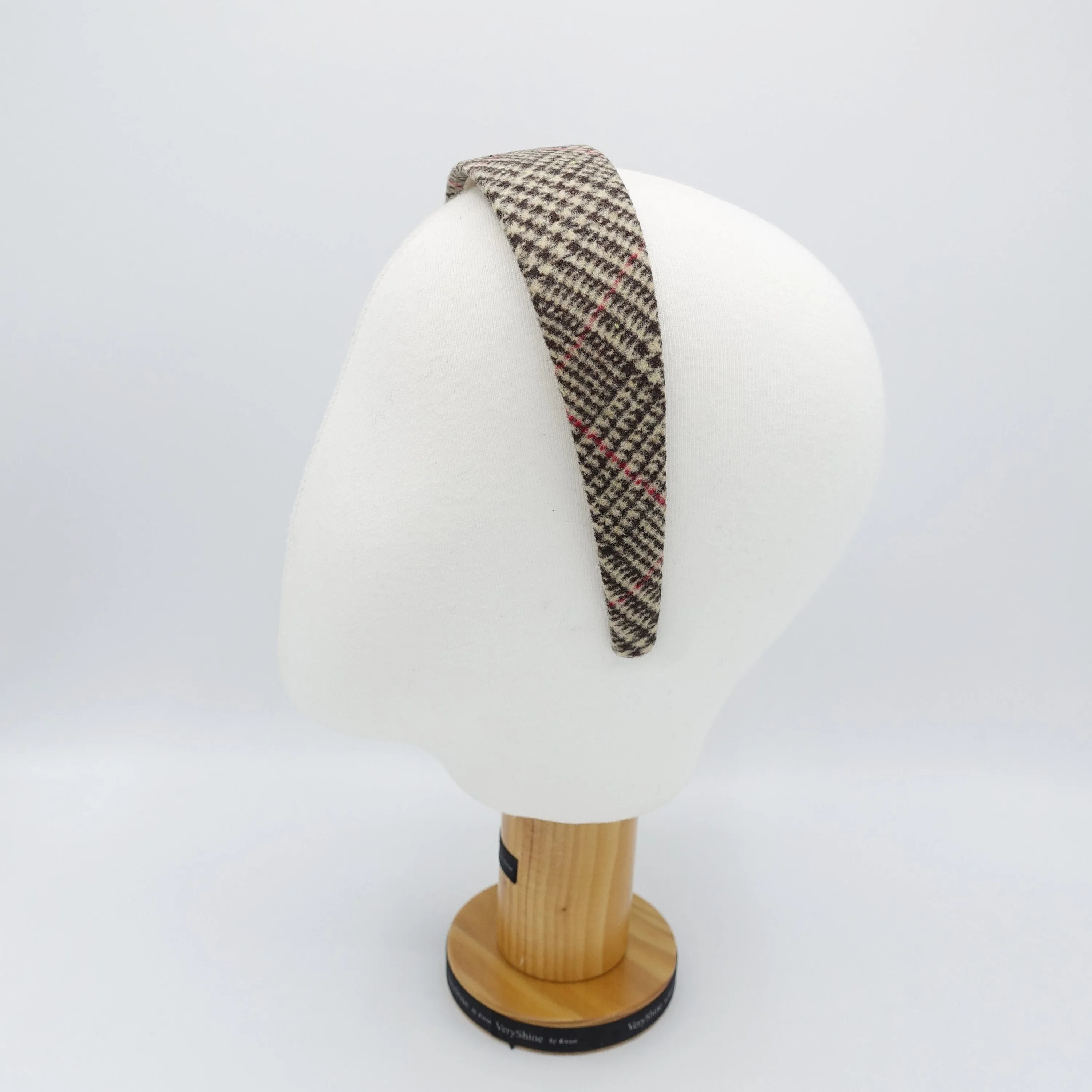 woolen plaid houndstooth headband Fall Winter basic hair accessory for women