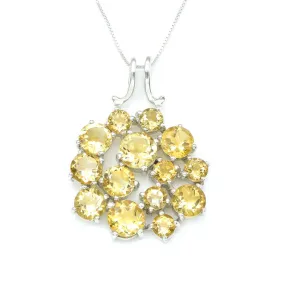 Yellow Citrine Necklace - Cluster Pendant - Statement Citrine Necklace