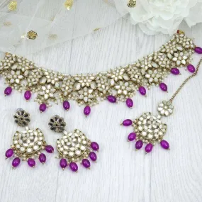 Zara Mirror Necklace Set - Purple